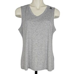 Reebok Speedwick Women's Tank Top V Neck Heathered Grey Lightweight Size L